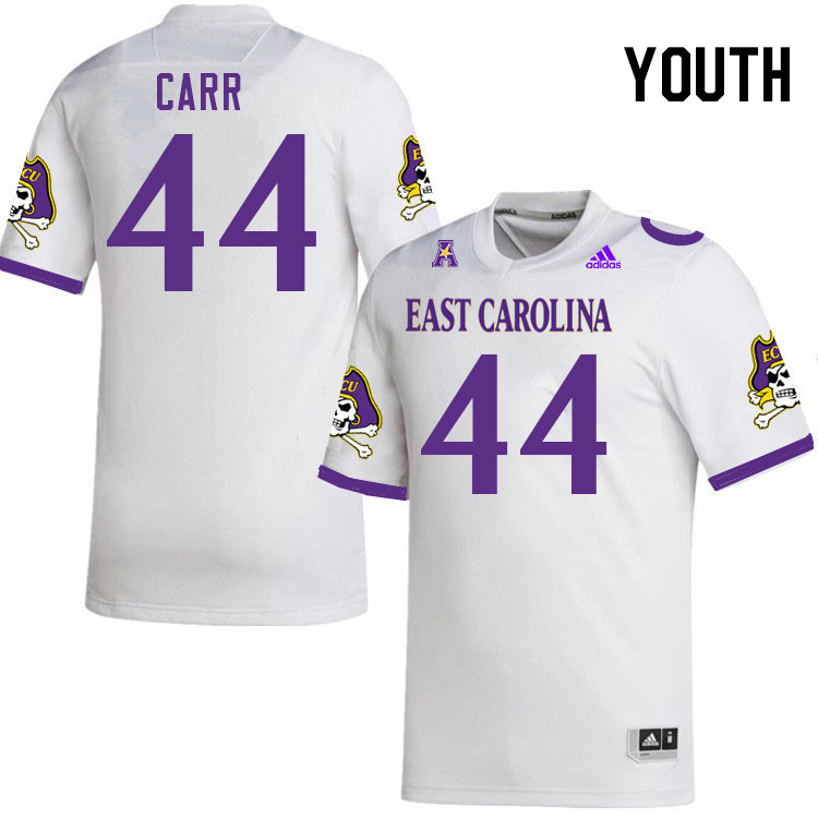 Youth #44 Preston Carr ECU Pirates 2023 College Football Jerseys Stitched-White